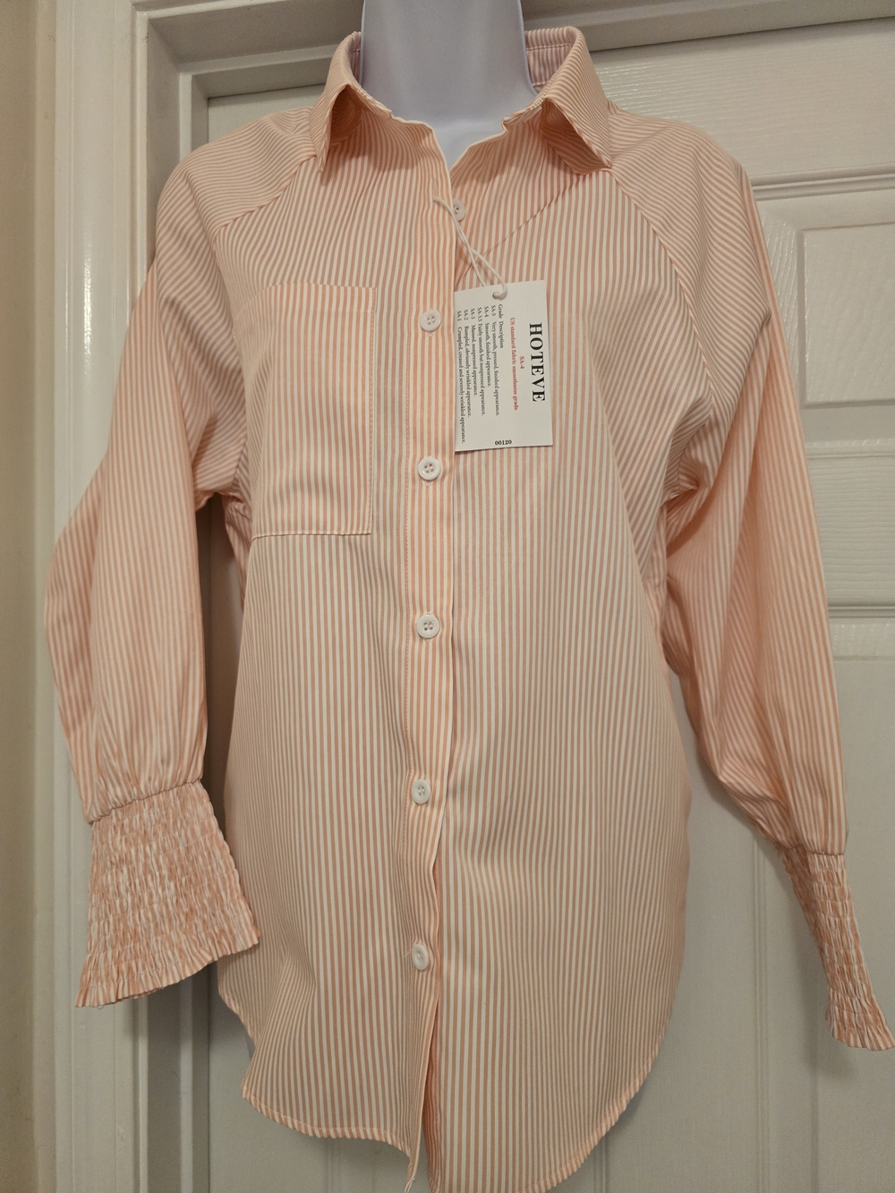 Hoteve Peach Pinstripe Button-Up Shirt NWT